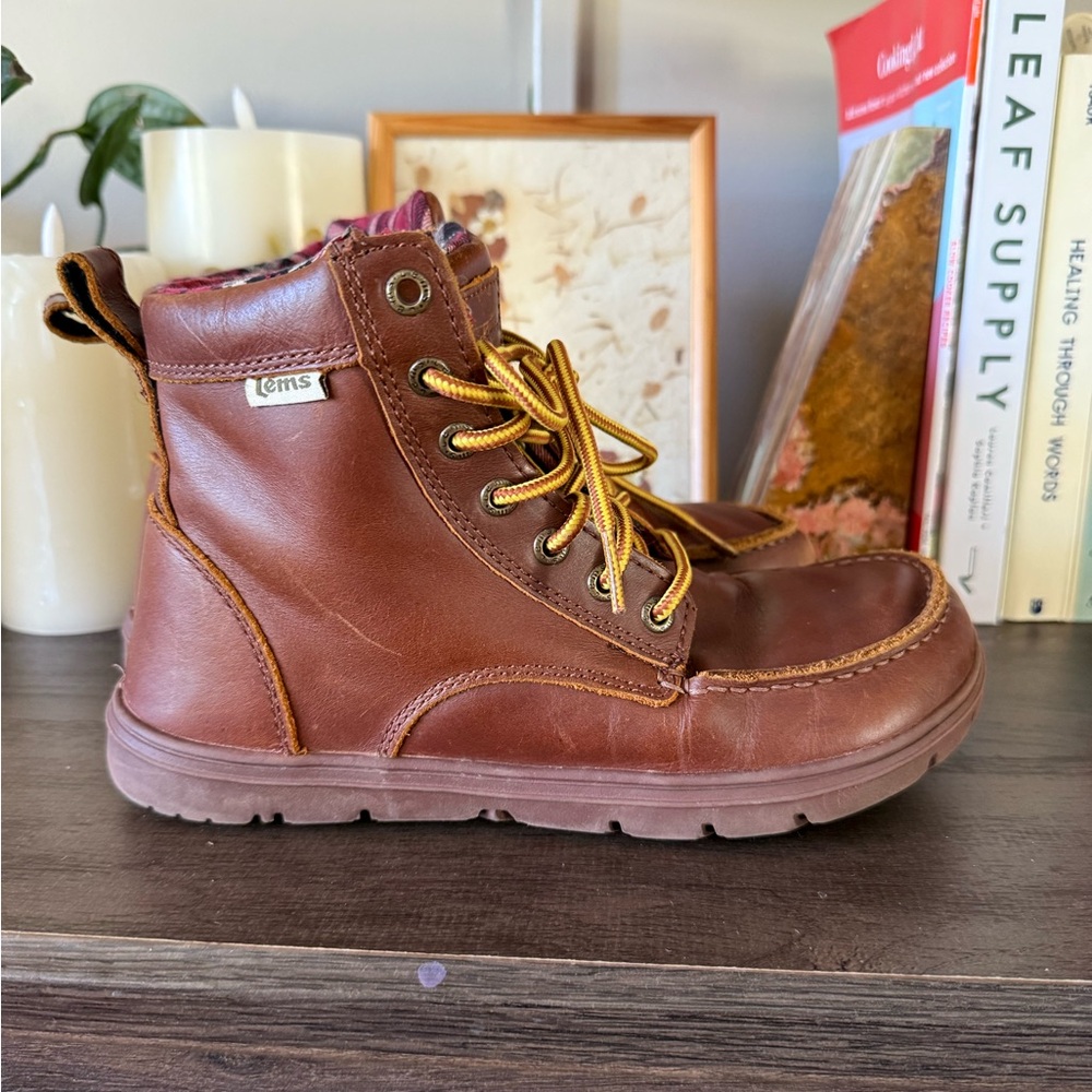 Brown Leather Lace Up Boots with Sturdy Soles